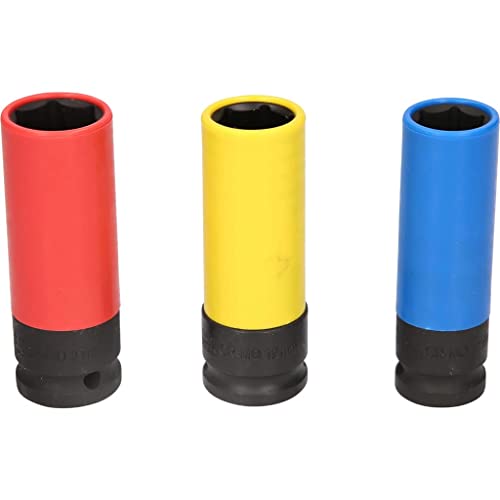 Brilliant Tools Juego de llaves de vaso de impacto para llantas de aluminio, SW 17/19 / 21 mm, 3 pzs