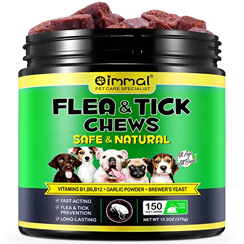 Cjztp Antigarrapatas y Antipulgas para Perros Tabletas Masticables, Control de pulgas y garrapatas para Perros de Todas Las Razas y Edades,150 Comprimidos, Sabor Pato pekinés