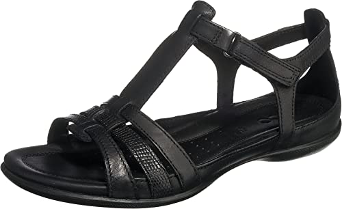 ECCO Flash T-Strap Sandal, Sandalias Mujer, Negro (53859Black/Black), 38 EU