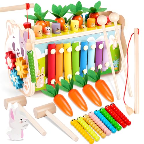 Juguetes Niños 18+ Meses, 8 en 1 Juguetes Montessori 18+ Meses con Xilofono Bebe, Laberinto, Juguetes Bebe Madera para niños, Regalo bebe 18+ Meses Niños Niñas, Juegos Educativos Niños