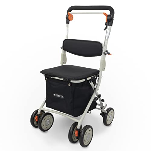 Mobiclinic®, Andador plegable, carro de la compra con asiento, Coliseo, Monomando, Acero, con gran cesta, respaldo y asiento acolchado, arca Española, Sistema de frenado, Ruedas 360º