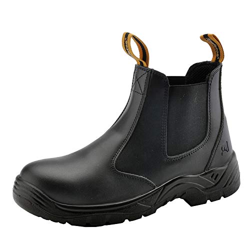 SAFETOE Botas de Seguridad Hombre Trabajo CE S3-8025 Botas de Trabajo con Punta de Acero Impermeables (Talla 43, Negro)