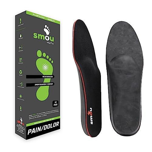 SMOU META Plantillas Metatarsalgia | Alivian el Dolor de Almohadilla Metatarso | Descarga con Barra Metatarsal o Apoyo Retrocapital | Plantillas Gel y Memory Foam Gran Amortiguación (45-46 EU)